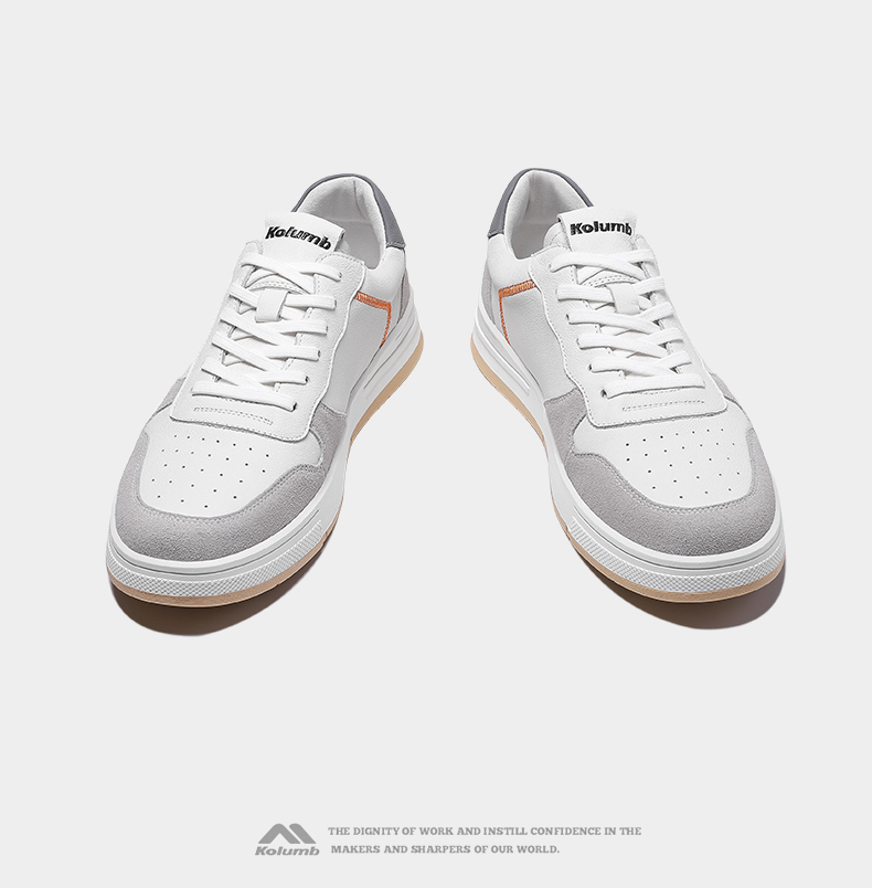 kolumb哥仑步小白鞋休闲鞋男士皮鞋牛皮男鞋新款夏季透气男士真皮运动