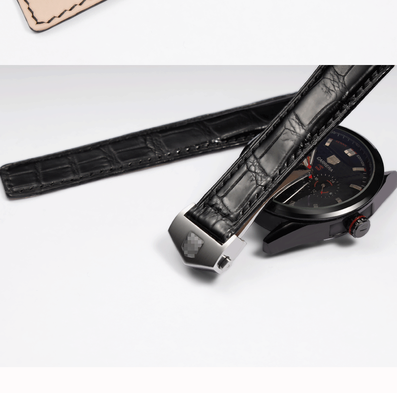 泰格豪雅表带原装适用卡莱拉竞潜摩纳哥f1系列豪雅表带男美洲鳄鱼皮棕