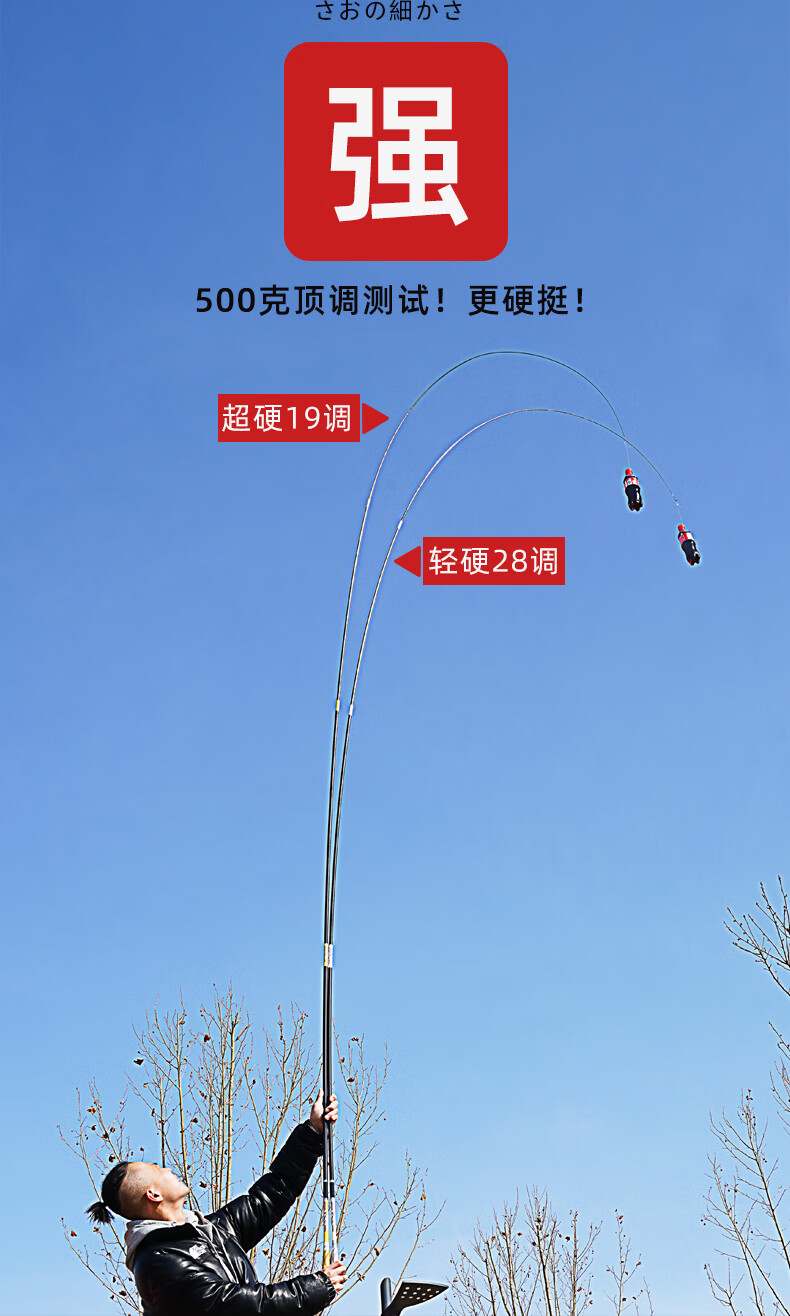 2022新款飞鲨鱼竿岛主轻28调鲫手竿超轻超硬超细碳素台钓竿极细19调钓