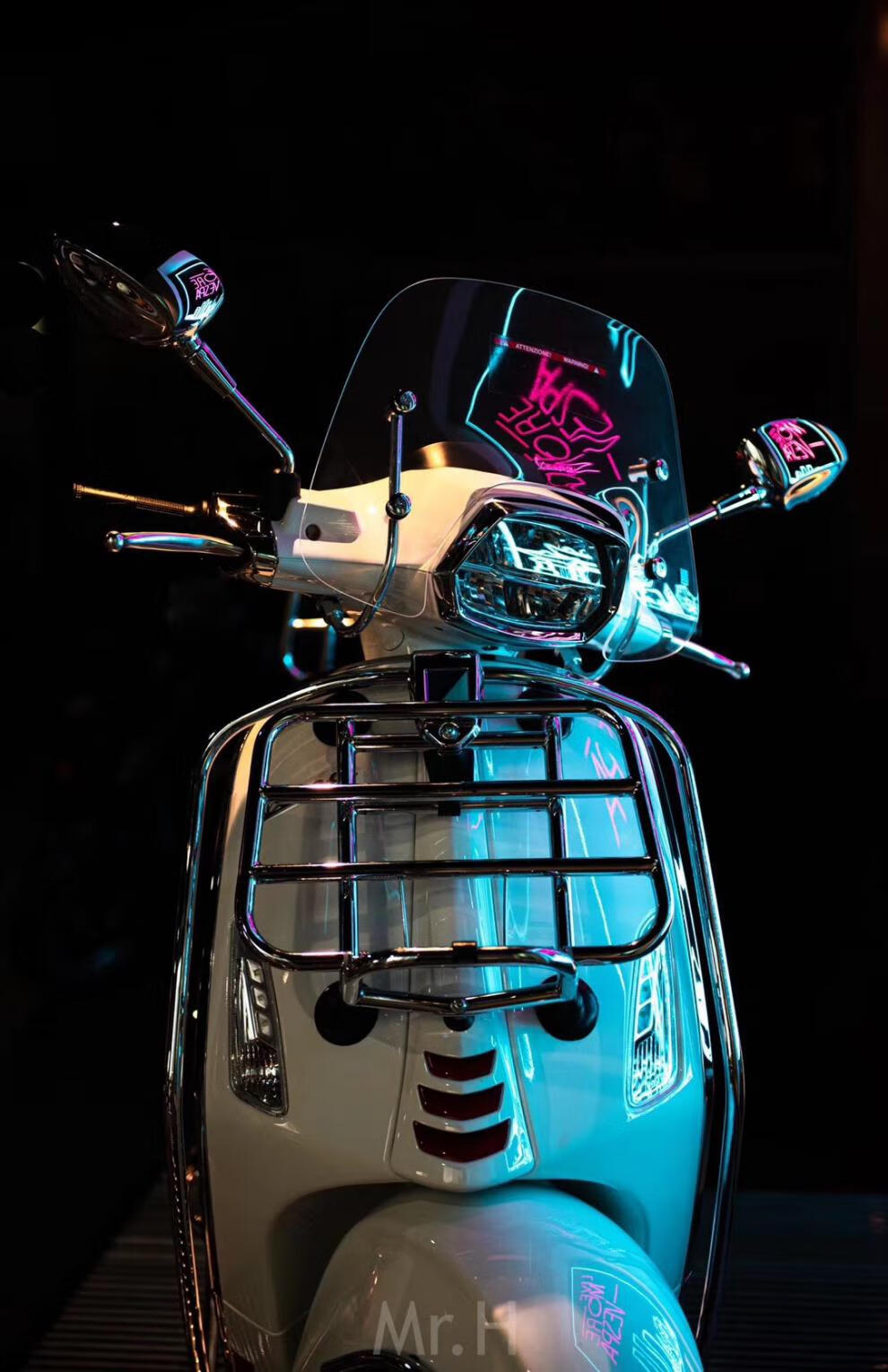 适配维斯帕150改装vespa冲刺春天后保险杠黑色电镀防摔护杠 银色前杠