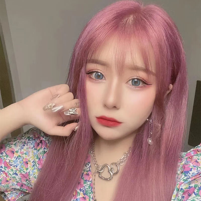 薄藤粉紫灰色湖泊蓝潮流网红自己在家染头发彩色染发膏 薄藤粉紫送