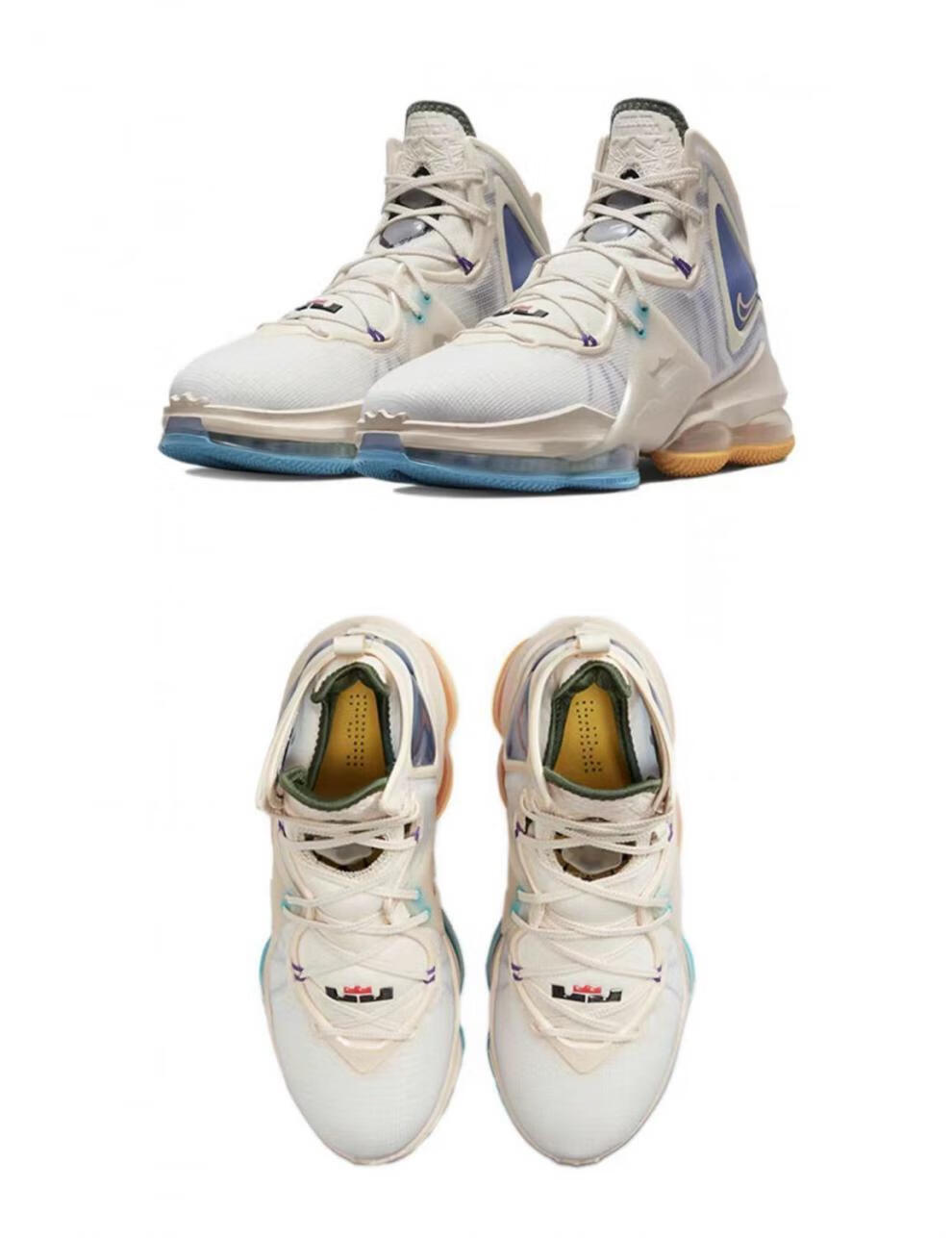 詹姆斯19代篮球鞋lebron19高帮气垫实战室内外运动鞋新款19银白蓝大