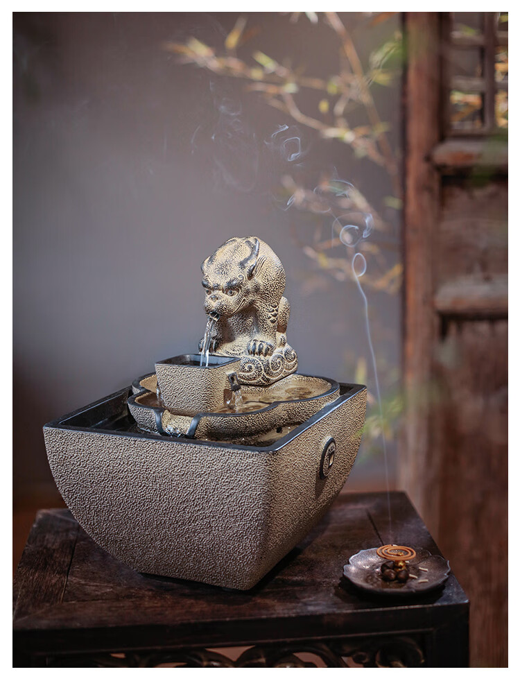 静阁轩 日进斗金流水摆件循环水景新中式办公室前台茶室桌面开业礼品