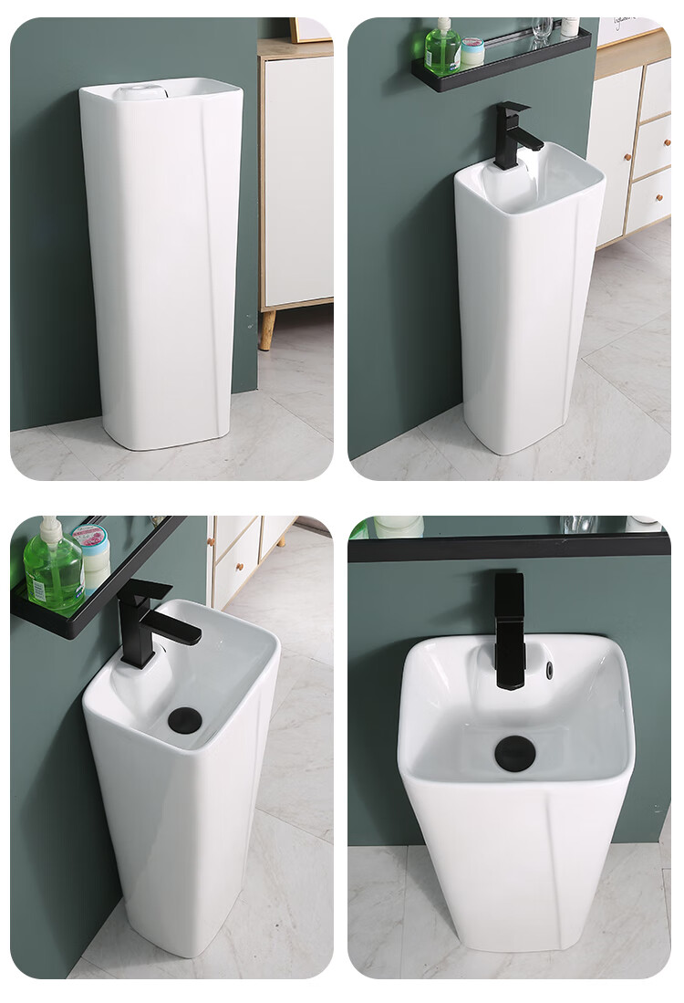 立柱盆洗手盆一体落地式户外陶瓷阳台小户型立柱式洗脸盆艺术台盆1411