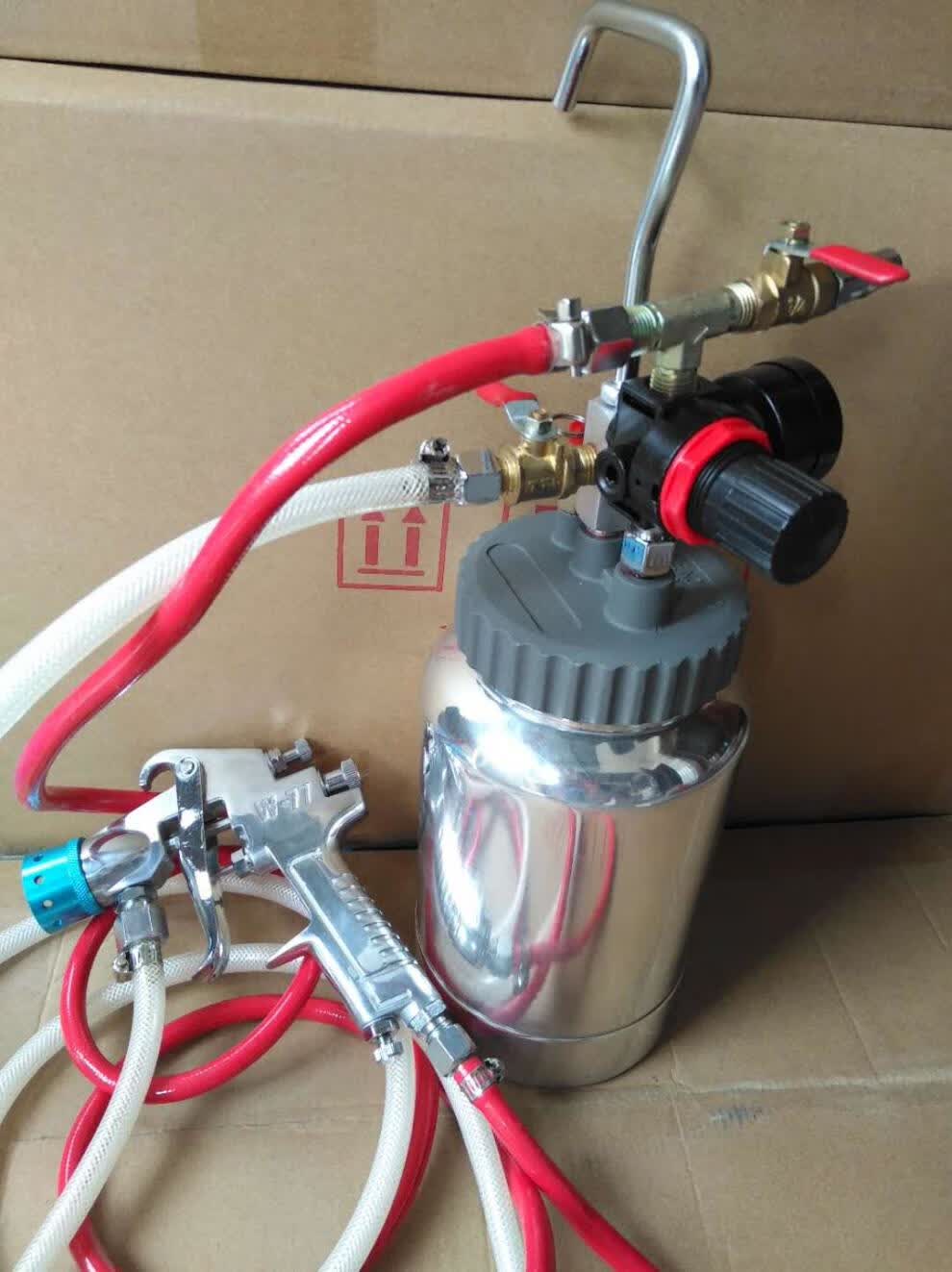 2升压力罐 2l水包水多彩漆喷枪组件 涂料桶 喷漆罐 2升桶带管带枪套装