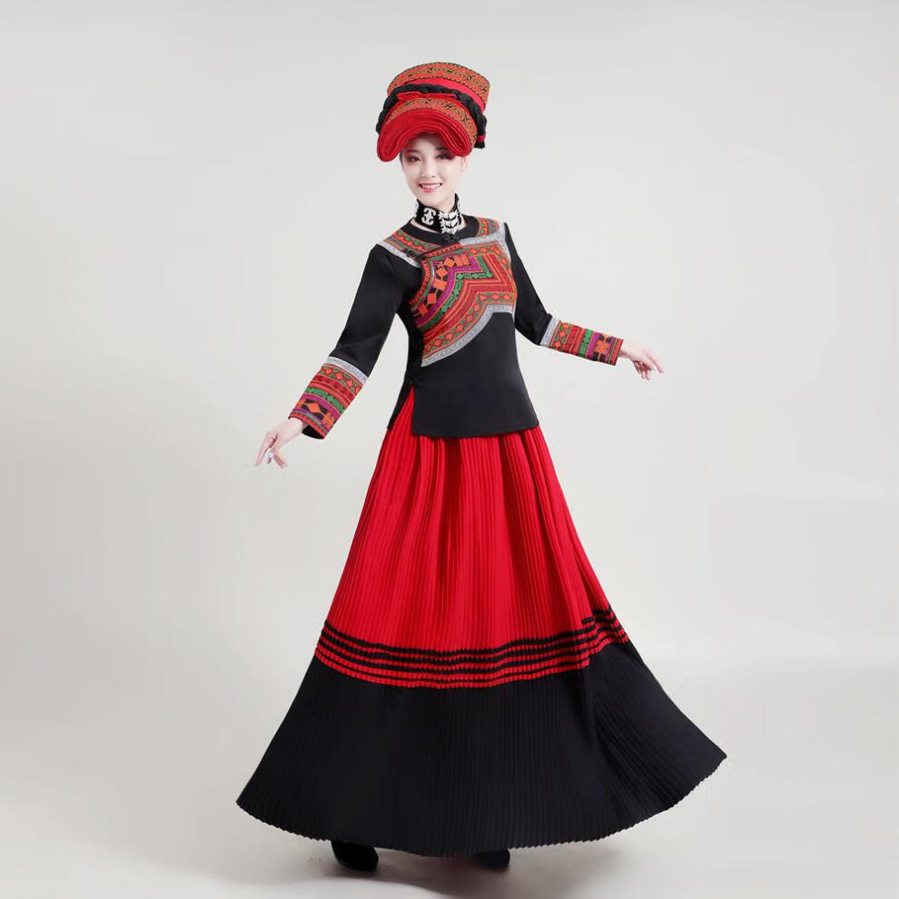 彝族服装女56个民族彝族少数民族舞蹈演出服装传统彝族舞台合唱表演服