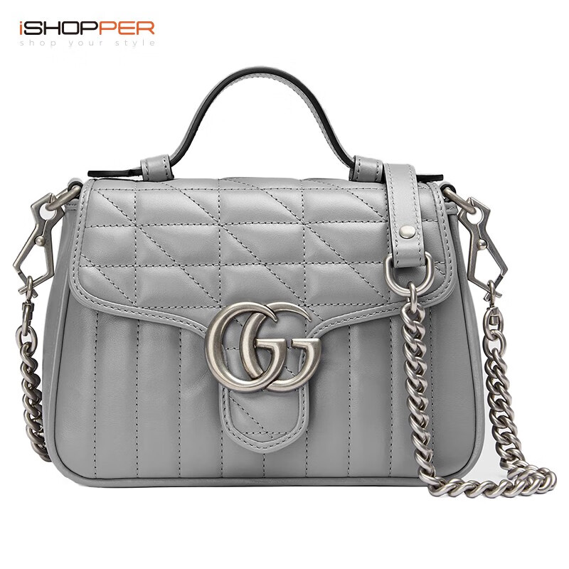 gucci古驰女包gg marmont系列迷你手提包绗缝皮革单肩包 um8an 2754