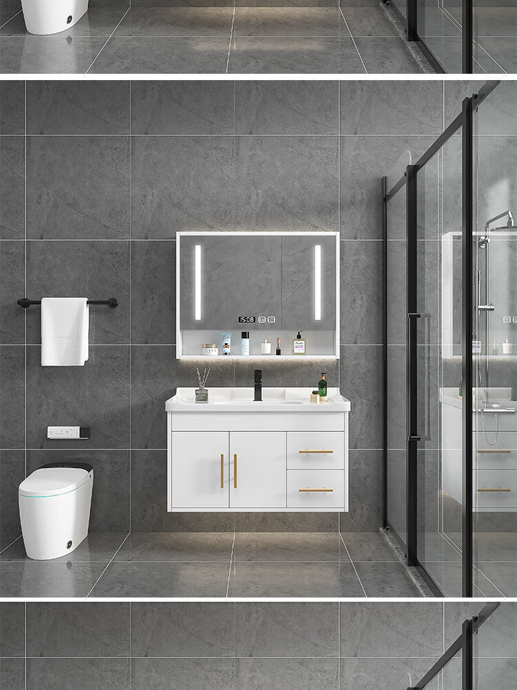 简霓轻奢实木卫生间现代简约浴室柜组合洗漱台洗手洗脸盆柜组合小户型