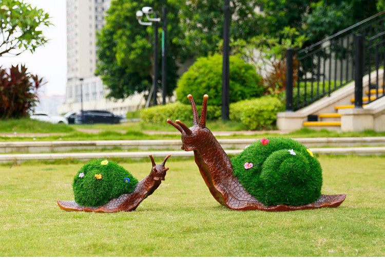 户外绿雕蜗牛摆件绿植草皮仿真动物雕塑园林景观草坪蘑菇装饰小品草皮