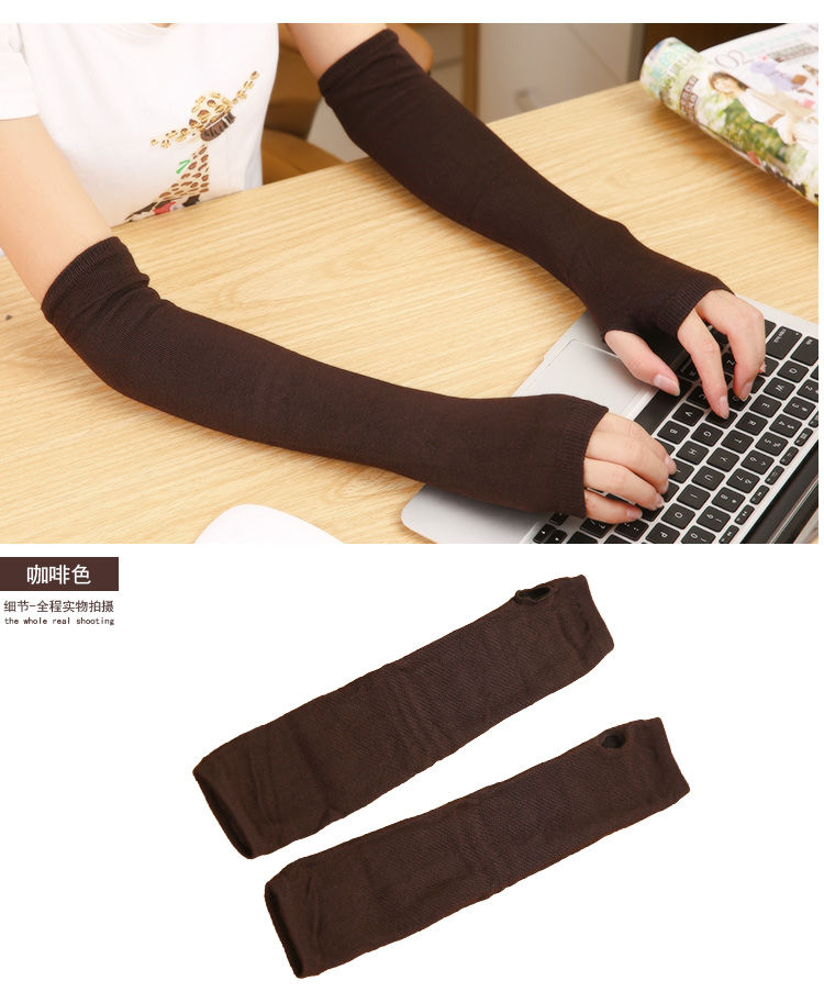 防晒手套袖秋冬季手臂套袖袖套女长款毛衣假袖子手套女加厚保暖半指露
