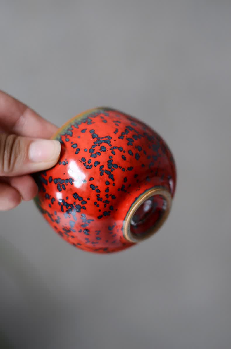 品茶客景德镇手工魅红战国红陶瓷小茶杯茶盏建盏主人杯品茗杯罗汉个人