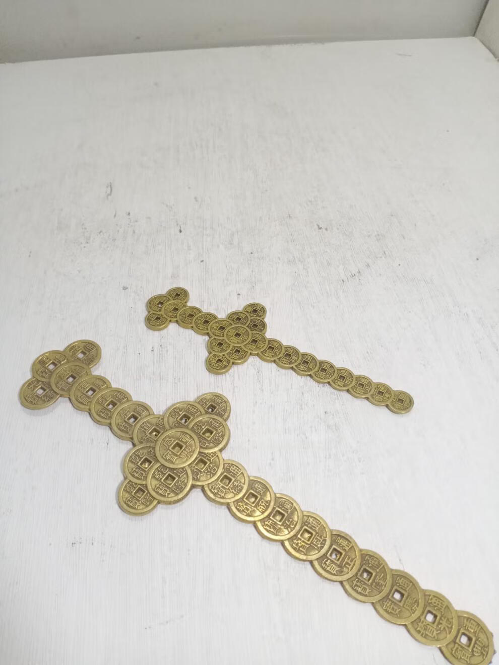 纯铜铜钱五帝钱宝剑摆件林正英黄铜古钱剑吉祥物家居办公室装饰品