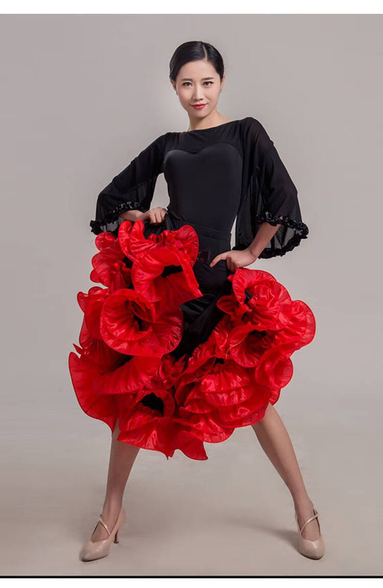 摩登舞半身裙女国标舞裙半身裙交谊舞裙子长裙女摩登舞裙华尔兹大摆裙