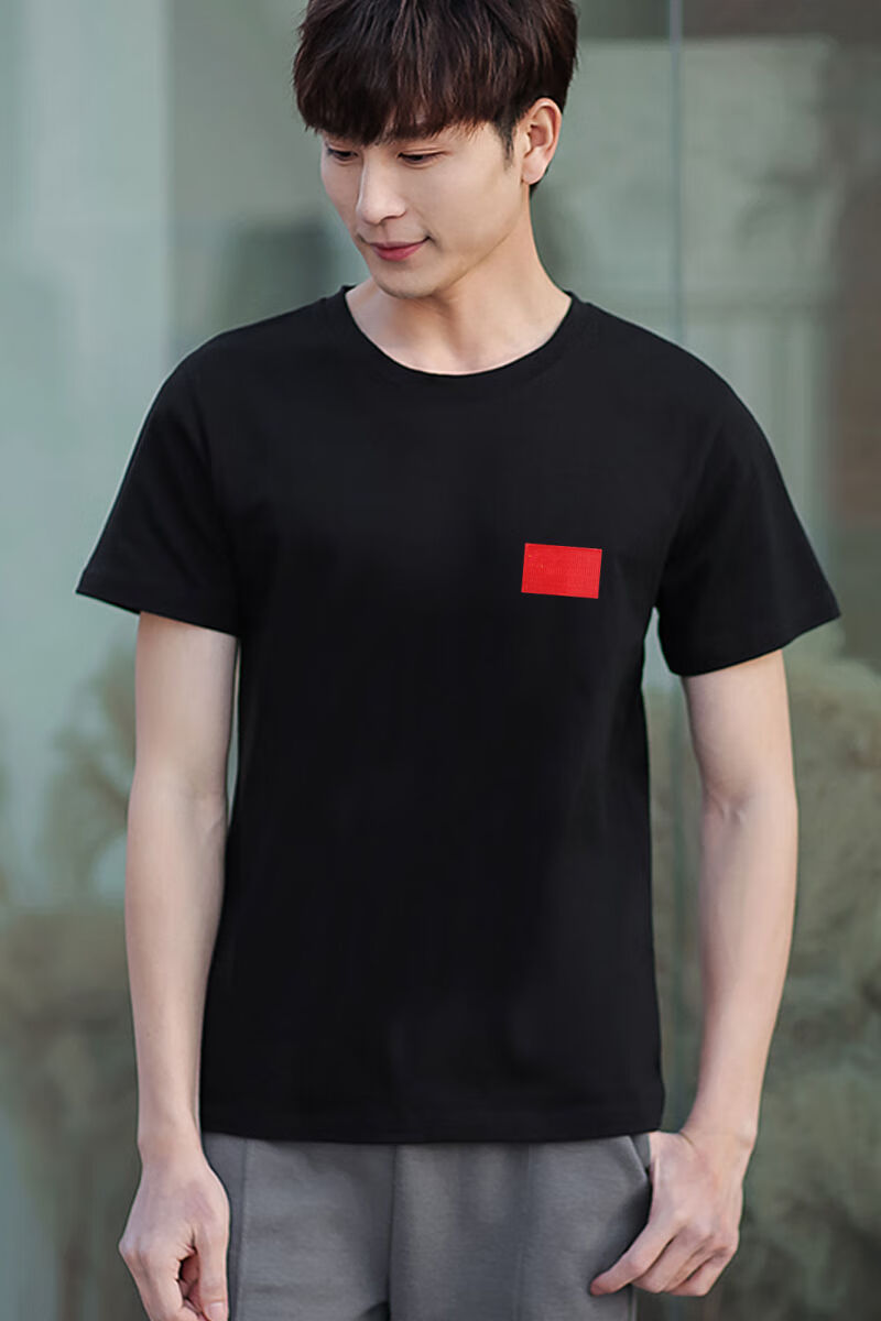 奈辛瓦里夏季高端国潮t恤男刺绣款爱国衫中国字五星纯棉宽松半袖上衣