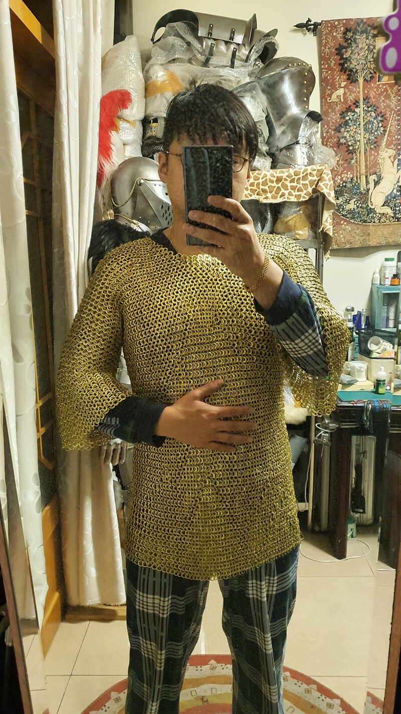 (现货速发)--中世纪欧洲盔甲铆接锁子甲长袖长摆链甲锁甲真人可穿