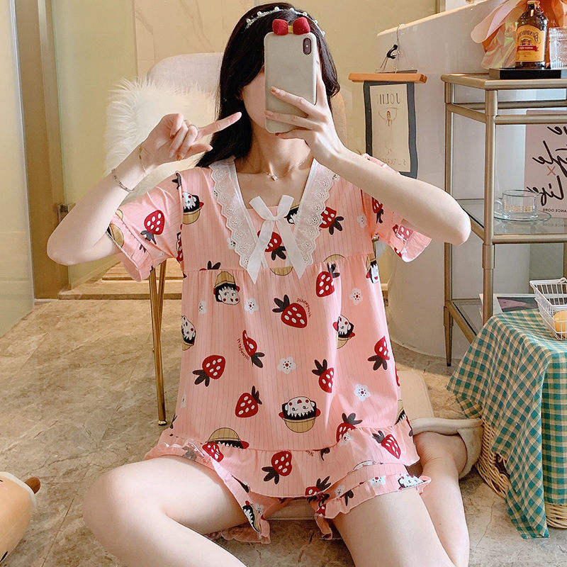 黛美儿少女生睡衣夏季初高中学生居家服女士可爱韩版休闲女款短袖短裤