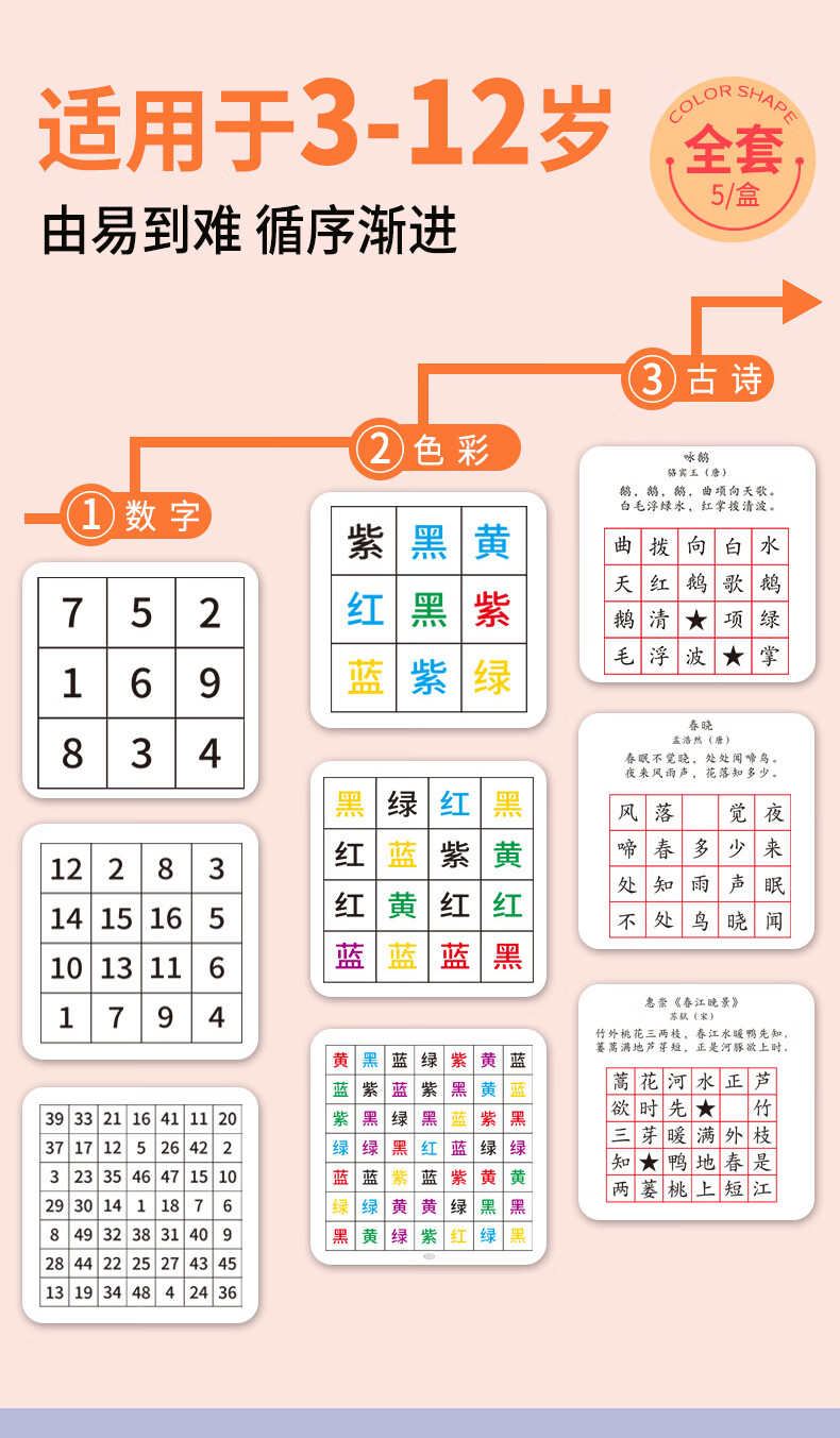 舒尔特表颜色图片