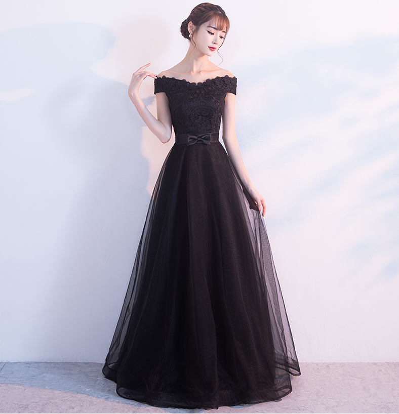 礼服裙女钢琴演奏演出服女成人歌唱少女声黑色晚礼服修身显瘦长款宴会