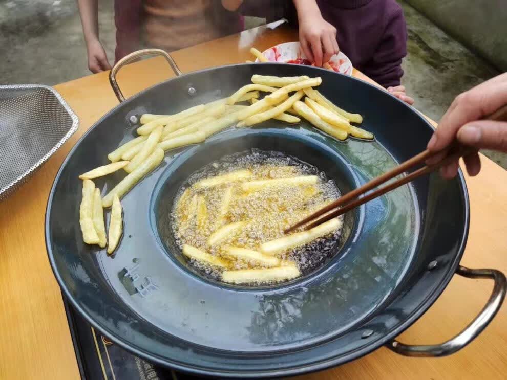 汉泊科不粘锅烙锅锅炸土豆洋芋商用平底加厚家用高碳黑贵州凹形罗锅锣