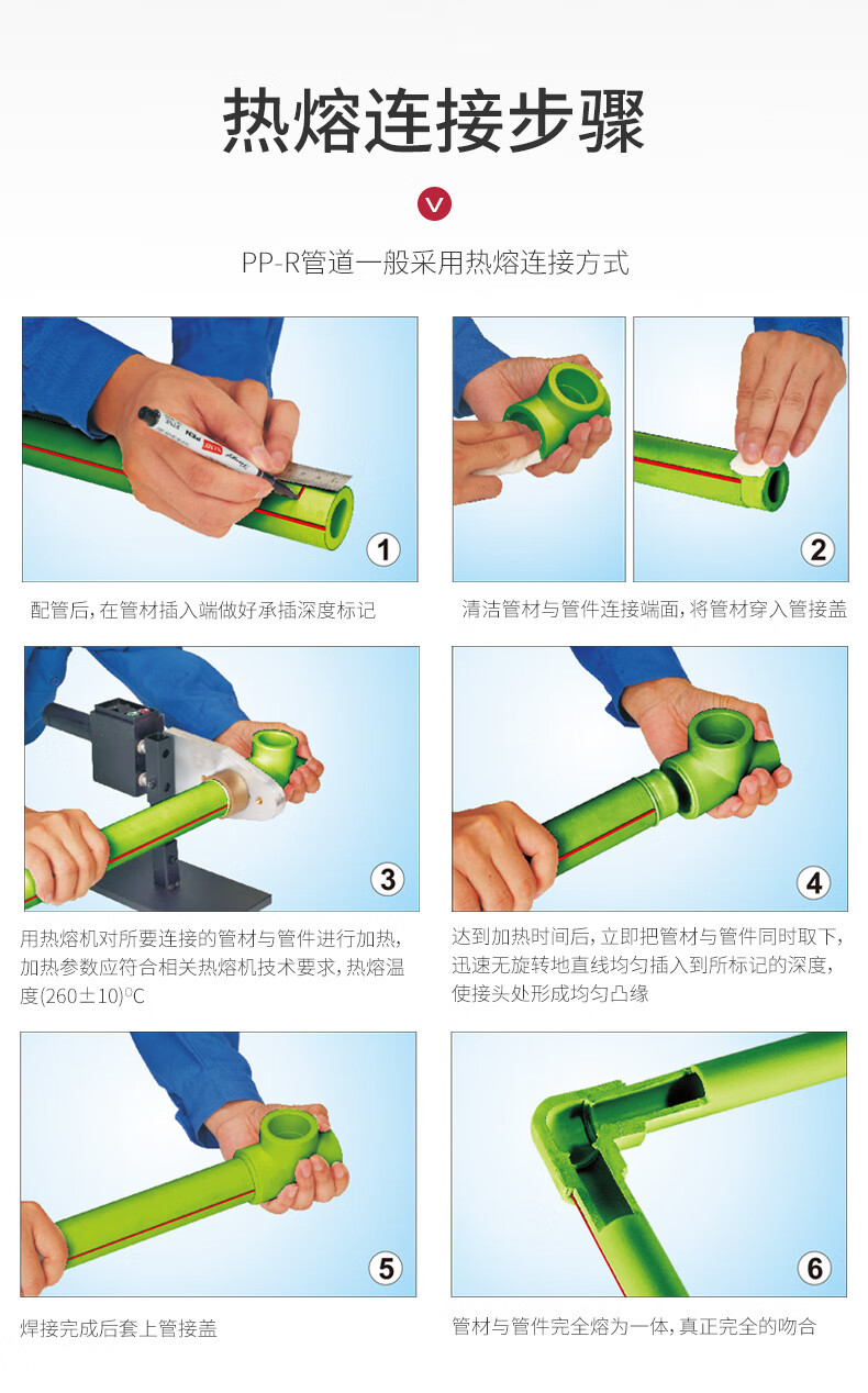 联塑水管通用家装绿色ppr水管4分20/6分25冷热通用自来水管材热熔管件