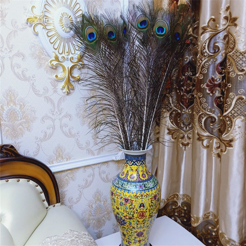 孔雀尾羽真孔雀羽毛25-130cm翎尾大眼睛diy饰品装饰花瓶专用孔雀毛 25