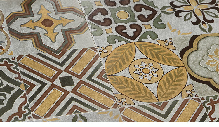 蓝蜜蜂欧式复古花砖300仿古砖餐厅瓷砖厨房阳台地砖卫生间墙砖10平方