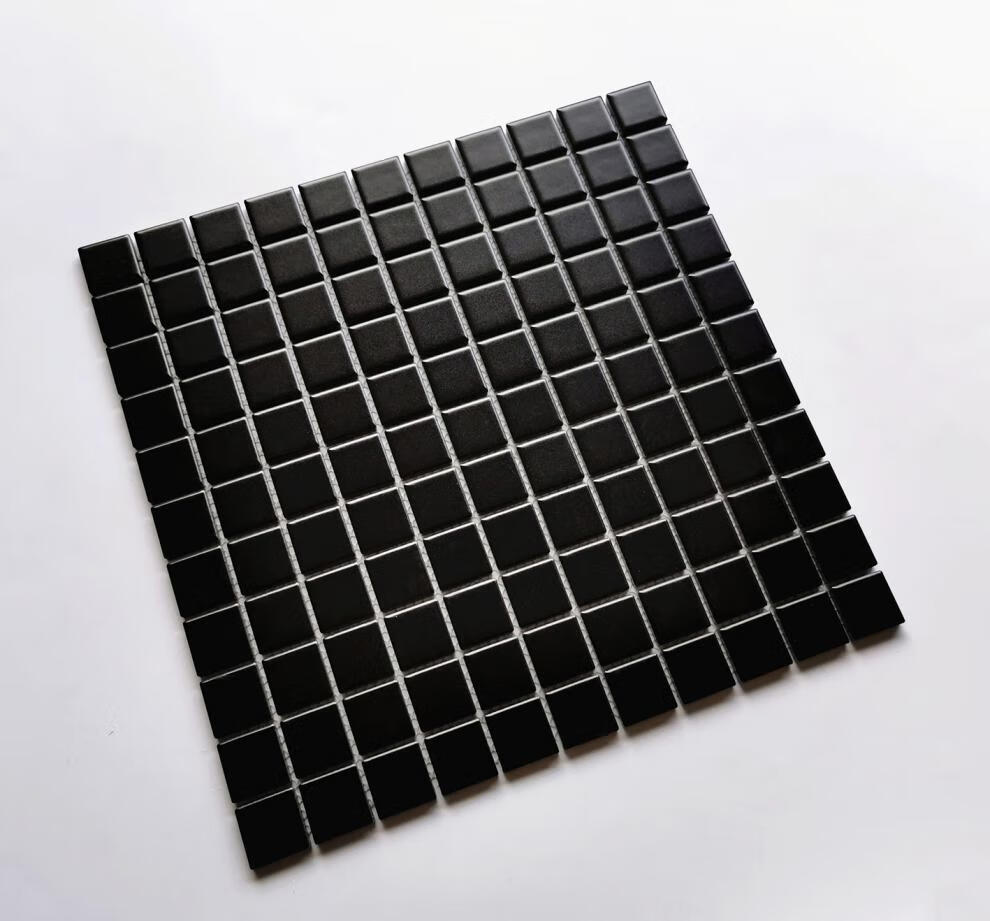 全瓷方块砖陶瓷马赛克瓷砖卫生间阳台厨房地墙砖黑白灰色小方砖2525