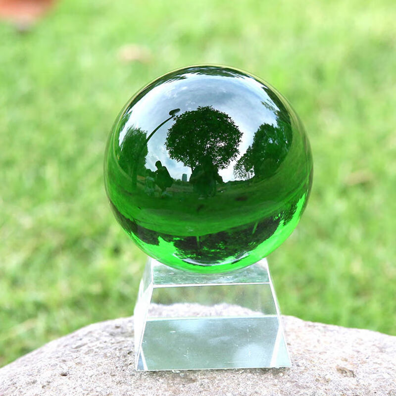 水晶球摆件旅行风水玻璃球工艺品创意家居摄影拍照光球道具绿色3cm