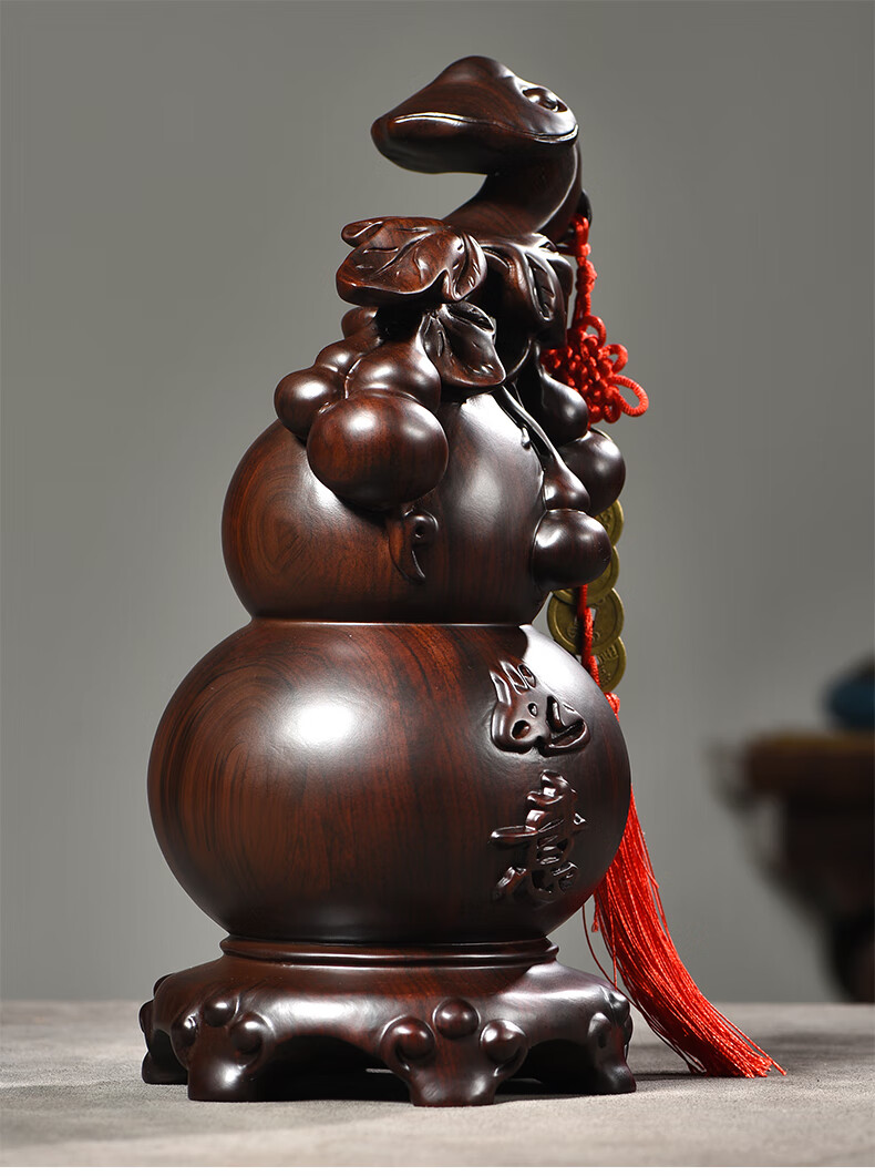 仙莱阁木雕手工雕刻如意葫芦摆件实木家居客厅电视柜装饰工艺品开业