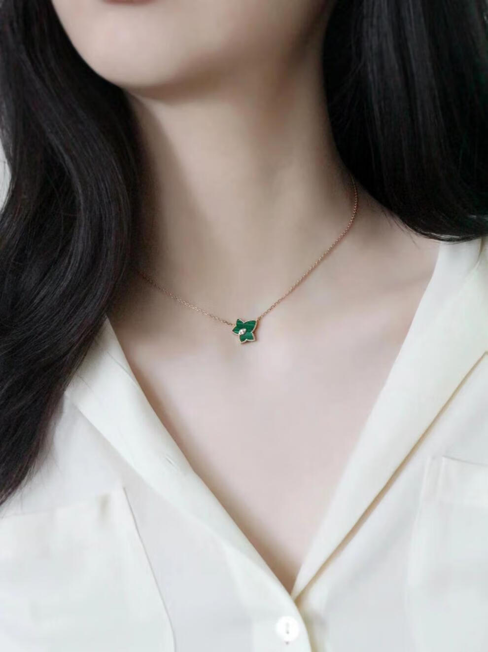 lolarose项链 lola rose罗拉玫瑰常青藤项链女925银孔雀石锁骨链七夕