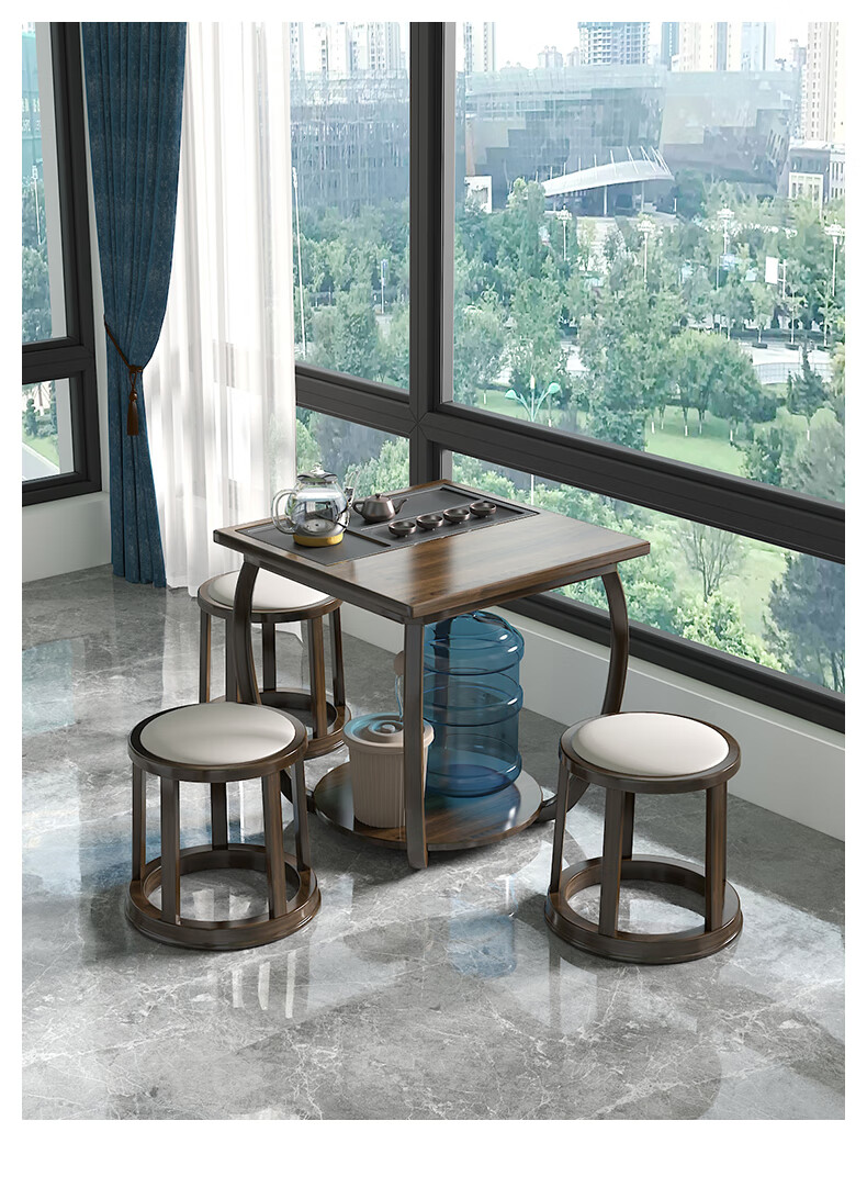 北标轻奢品牌阳台茶桌椅组合禅意实木家用小茶台简约现代功夫泡茶桌新
