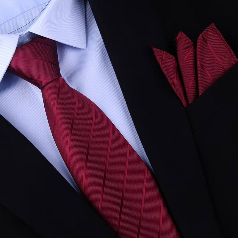 啄木鸟红色结婚领带男拉链式新郎婚礼高端手打正装西装商务男士免打懒