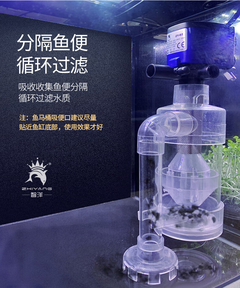 鱼缸粪便分离器鱼粪收集器自动吸便上滤底滤鱼缸过滤器鱼马桶zy350tm