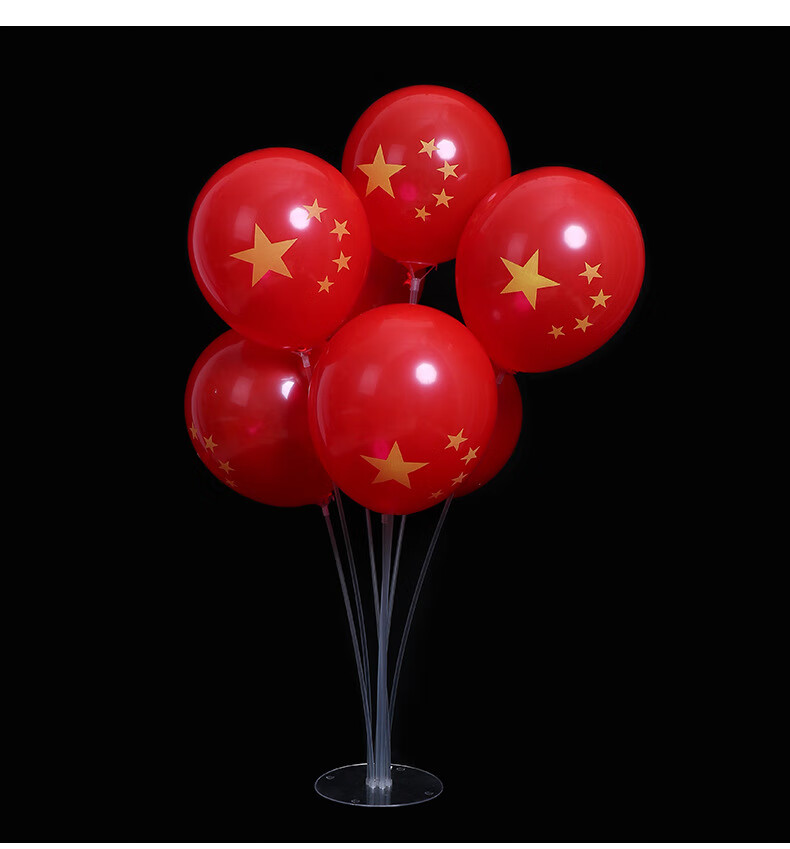 国庆节装饰10寸建党国庆节五角星红色厚气球商场装饰布置加厚圆形红旗