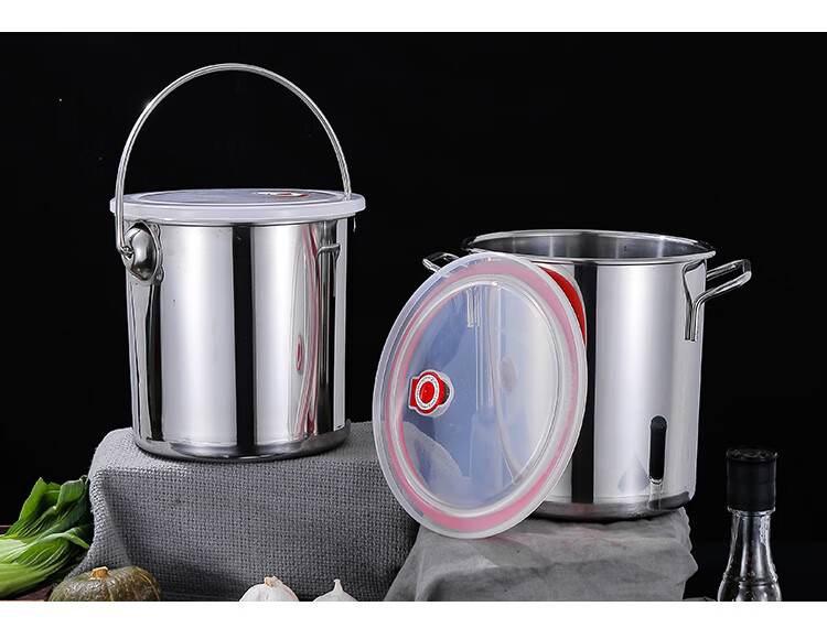 卤桶卤料桶翅片卤桶不锈钢桶圆桶带盖商用不锈钢汤桶大容量中式汤锅