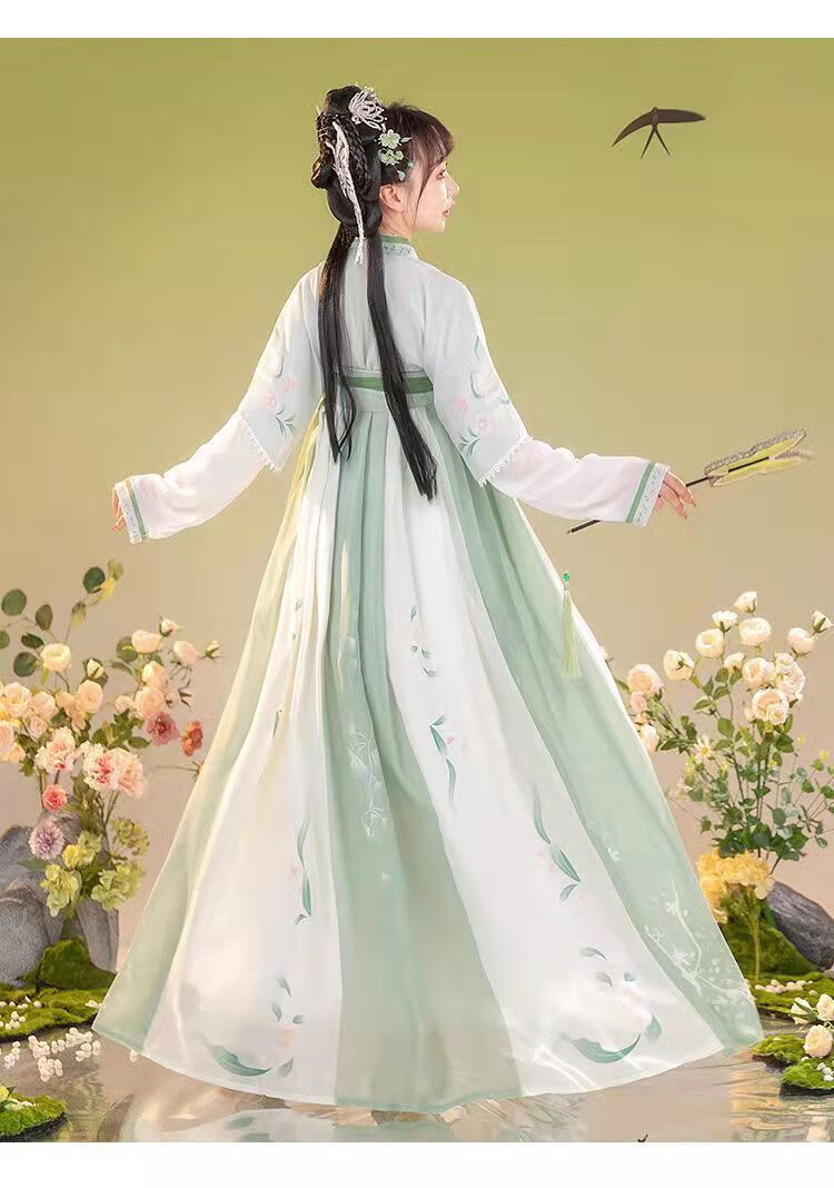 汉服女成人仙气古装汉服女初中生春意满满原创汉服女齐胸一片式襦裙