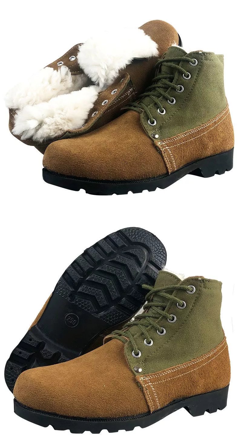 老式大头鞋保暖毛皮鞋耐磨防寒靴劳保东北羊毛大棉鞋野战靴冬季陆战靴