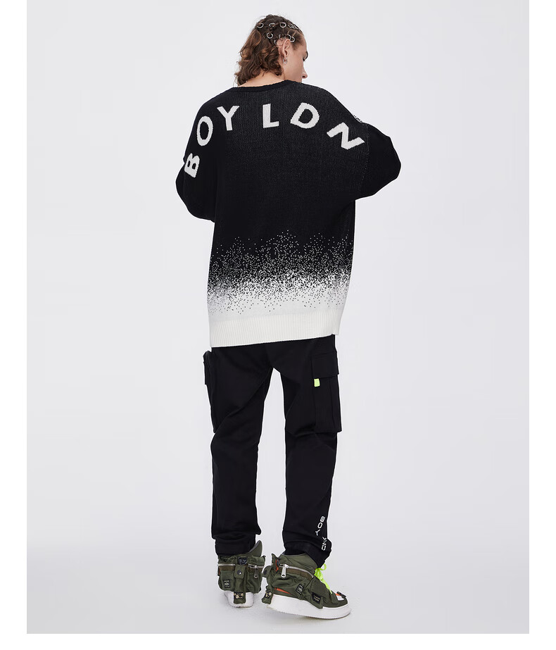 boylondon官方旗舰22年老鹰logo提花情侣渐变针织毛衣女男同款3032