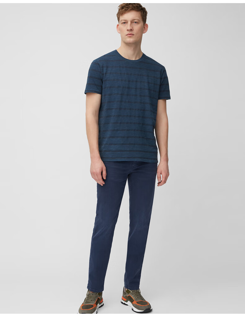 marcopolo马可波罗奢侈品男装纯棉条纹短袖t恤浅蓝条纹t87s170