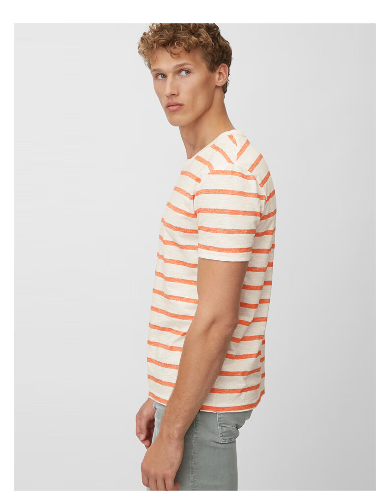 marcopolo马可波罗奢侈品男装纯棉条纹短袖t恤浅蓝条纹t87s170