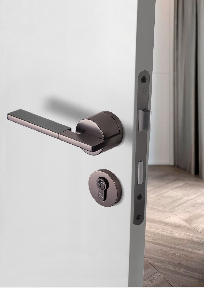 卧室房门锁具木门亚光分体静音门锁90099048黑色亚光含锁体锁芯精包装