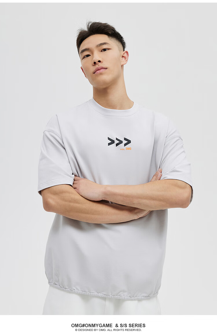 omg潮牌夏季训练跑步健身衣服男士速干运动短袖t恤宽松吸汗上衣黑色