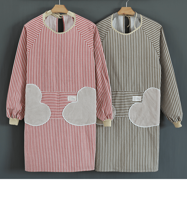 炒菜烧饭)做饭穿的衣服擦手围裙长袖反穿罩衣防水防油工作服定制 棉麻