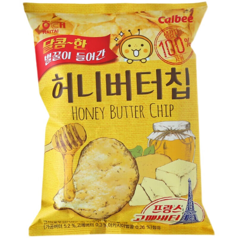 韩国海太蜂蜜黄油薯片60g炸鸡味虾味脆片膨化零食60g蜂蜜黄油味60g