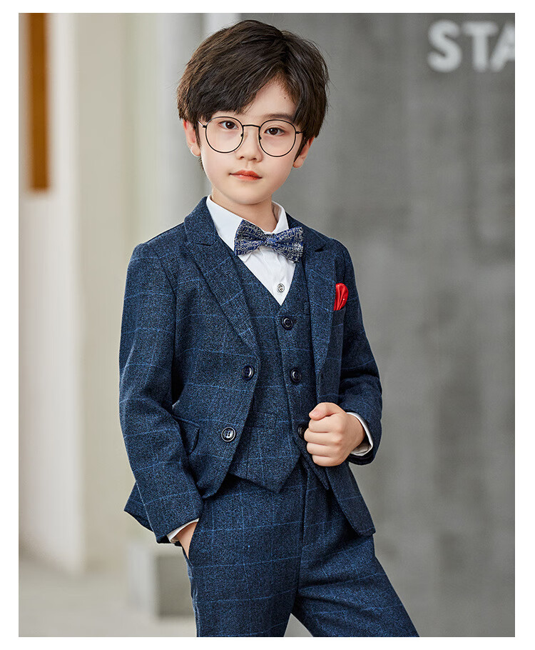简霏儿童西装套装冬季男童礼服小学生主持人服装中大童钢琴表演服秋冬