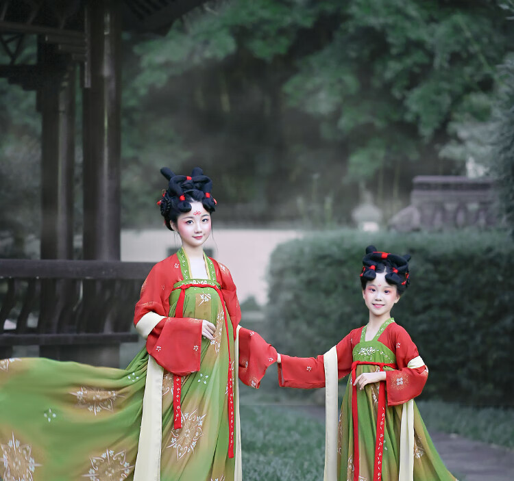 母女亲子装连衣裙汉服唐宫夜宴儿童小孩子女童唐装盛宴齐胸裙唐制唐朝