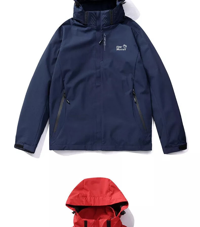 【京选品质】claw money冲锋衣男女装春秋薄款外套胖子休闲夹克加大码