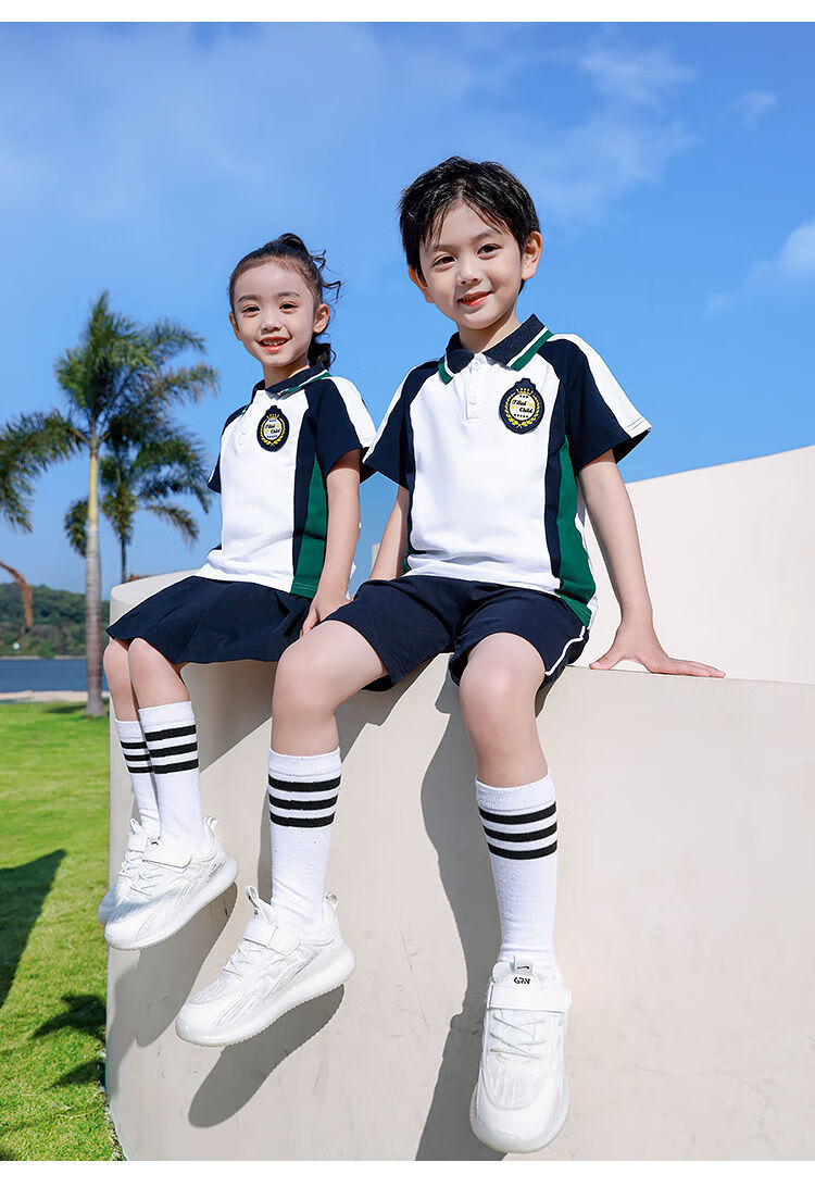 幼儿园园服小学生校服班服运动服夏季短袖套装中学生校服学院风装墨