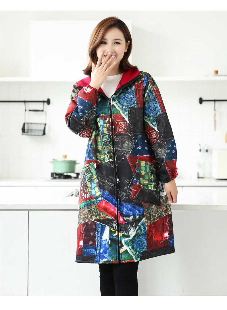 北方虎罩衣成人加绒加绒加厚罩衣女士家用厨房防水工作服时尚外套冬季