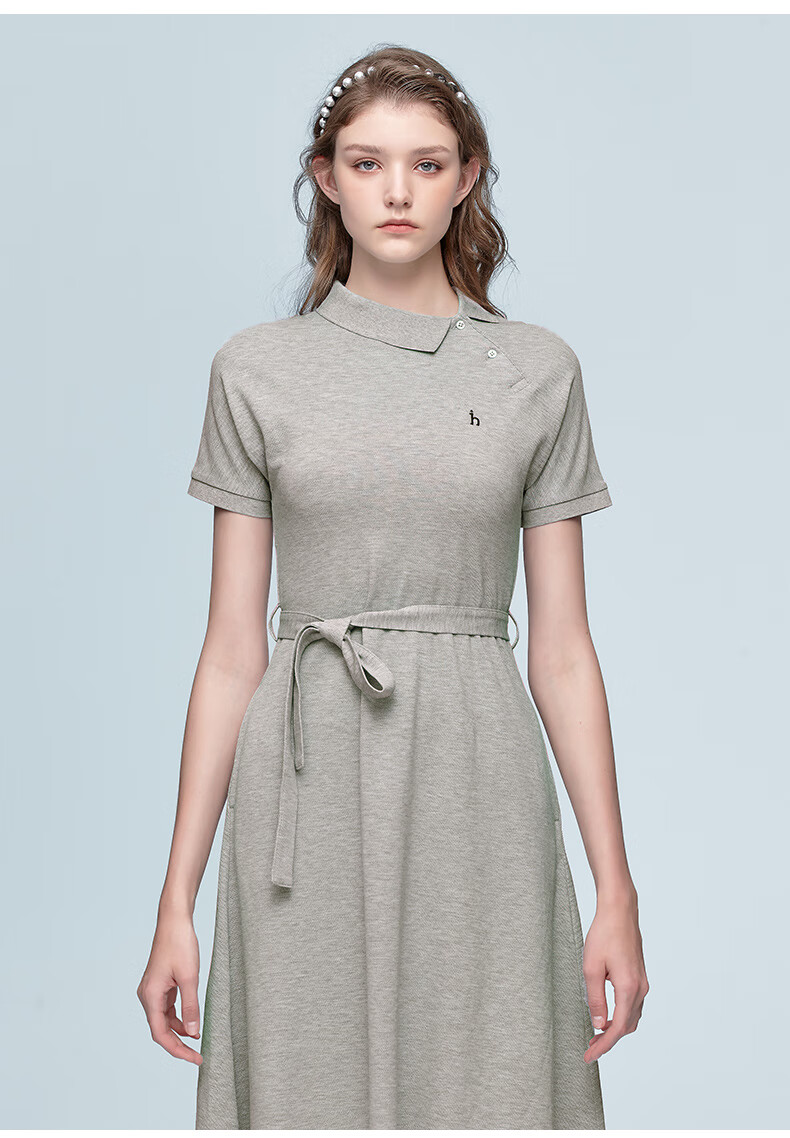 hazzys哈吉斯针织斜领polo连衣裙女情侣2022年春夏季新款设计感小众